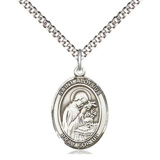 Sterling Silver Saint Aloysius Gonzaga Medal Religious Jewelry Engraved Catholic Saint Jewelry