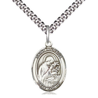 Sterling Silver Saint Aloysius Gonzaga Medal Religious Jewelry Engraved Catholic Saint Jewelry