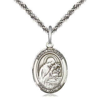 Sterling Silver Saint Aloysius Gonzaga Medal Religious Jewelry Engraved Catholic Saint Jewelry