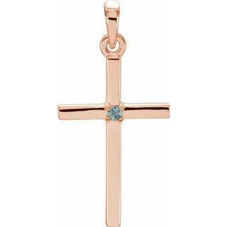 14K Rose Natural Alexandrite Cross Pendant