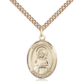 14kt Gold Filled Saint Lillian Medal Religious Jewelry Engraved Catholic Saint Jewelry