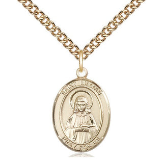 14kt Gold Filled Saint Lillian Medal Religious Jewelry Engraved Catholic Saint Jewelry