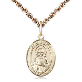 14kt Gold Filled Saint Lillian Medal Religious Jewelry Engraved Catholic Saint Jewelry