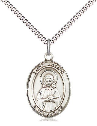 Pewter Saint Lillian Medal Religious Jewelry Engraved Catholic Saint Jewelry