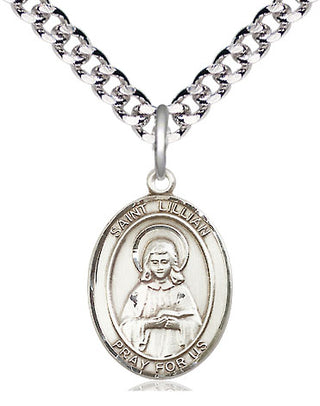 Pewter Saint Lillian Medal Religious Jewelry Engraved Catholic Saint Jewelry