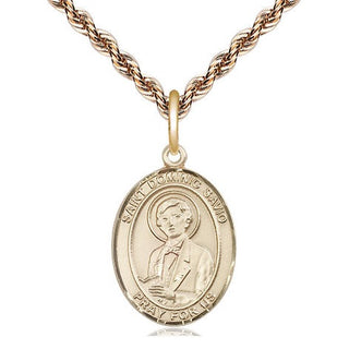 14kt Gold Saint Dominic Savio Medal Engraved Catholic Saint Jewelry