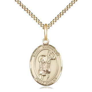 14kt Gold Filled Saint Stephanie Medal Religious Jewelry Engraved Catholic Saint Jewelry