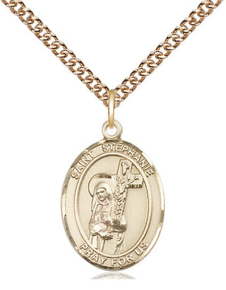 14kt Gold Filled Saint Stephanie Medal Religious Jewelry Engraved Catholic Saint Jewelry