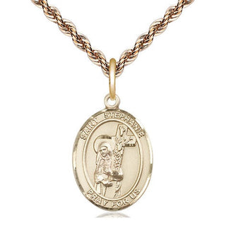 14kt Gold Filled Saint Stephanie Medal Religious Jewelry Engraved Catholic Saint Jewelry