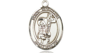 Pewter Saint Stephanie Medal Engraved Catholic Saint Jewelry