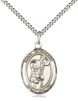 Pewter Saint Stephanie Medal Religious Jewelry Engraved Catholic Saint Jewelry