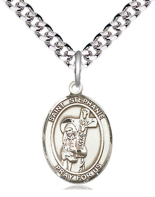 Pewter Saint Stephanie Medal Religious Jewelry Engraved Catholic Saint Jewelry