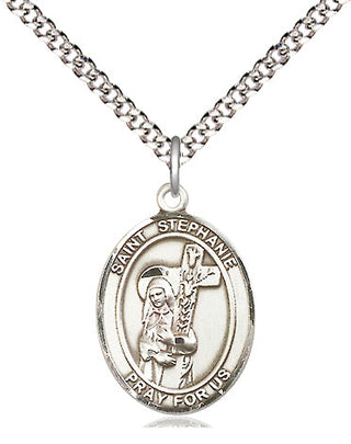 Pewter Saint Stephanie Medal Religious Jewelry Engraved Catholic Saint Jewelry