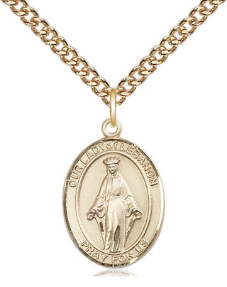 14kt Gold Filled Our Lady of Lebanon Medal Religious Jewelry Engraved Catholic Saint Jewelry