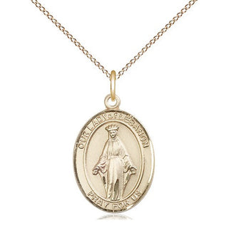 14kt Gold Our Lady of Lebanon Medal Engraved Catholic Saint Jewelry