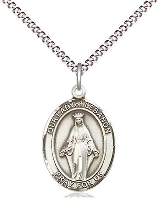Pewter Our Lady of Lebanon Medal Religious Jewelry Engraved Catholic Saint Jewelry