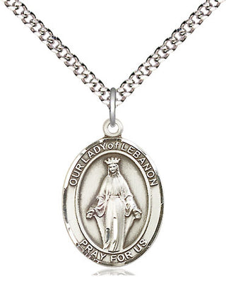 Pewter Our Lady of Lebanon Medal Religious Jewelry Engraved Catholic Saint Jewelry