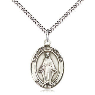 Sterling Silver Our Lady of Lebanon Medal Religious Jewelry Engraved Catholic Saint Jewelry