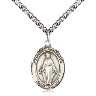Sterling Silver Our Lady of Lebanon Medal Religious Jewelry Engraved Catholic Saint Jewelry
