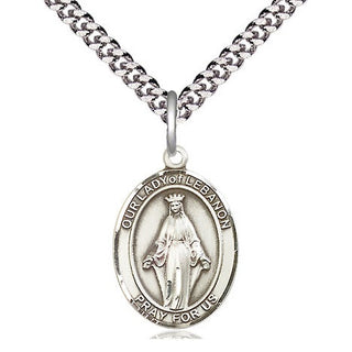 Sterling Silver Our Lady of Lebanon Medal Religious Jewelry Engraved Catholic Saint Jewelry