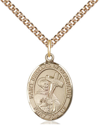 14kt Gold Filled Saint Bernard of Clairvaux Medal Religious Jewelry Engraved Catholic Saint Jewelry