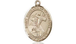 14kt Gold Saint Bernard of Clairvaux Medal Engraved Catholic Saint Jewelry