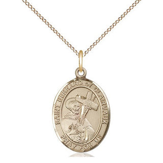 14kt Gold Saint Bernard of Clairvaux Medal Engraved Catholic Saint Jewelry