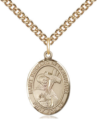 14kt Gold Saint Bernard of Clairvaux Medal Engraved Catholic Saint Jewelry