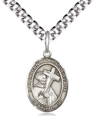 Pewter Saint Bernard of Clairvaux Medal Religious Jewelry Engraved Catholic Saint Jewelry