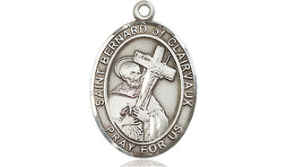 Sterling Silver Saint Bernard of Clairvaux Medal Religious Jewelry Engraved Catholic Saint Jewelry