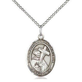 Sterling Silver Saint Bernard of Clairvaux Medal Religious Jewelry Engraved Catholic Saint Jewelry