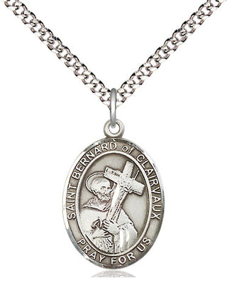 Sterling Silver Saint Bernard of Clairvaux Medal Religious Jewelry Engraved Catholic Saint Jewelry