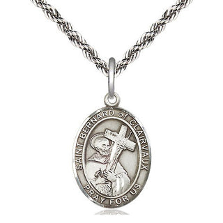 Sterling Silver Saint Bernard of Clairvaux Medal Religious Jewelry Engraved Catholic Saint Jewelry