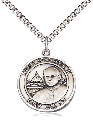 Sterling Silver Saint John Paul II Medal Religious Jewelry