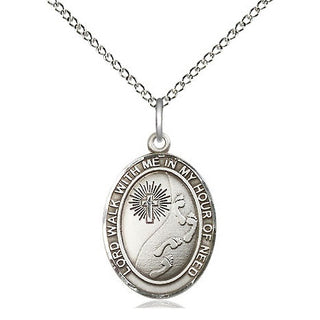 Sterling Silver Footprints Cross Medal Religious Jewelry Engraved Catholic Saint Jewelry