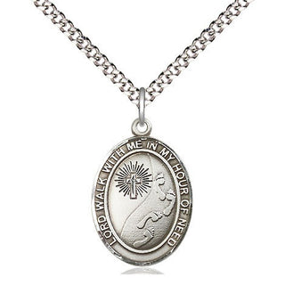 Sterling Silver Footprints Cross Medal Religious Jewelry Engraved Catholic Saint Jewelry