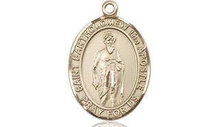 14kt Gold Saint Bartholomew the Apostle Medal Engraved Catholic Saint Jewelry