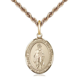 14kt Gold Saint Bartholomew the Apostle Medal Engraved Catholic Saint Jewelry