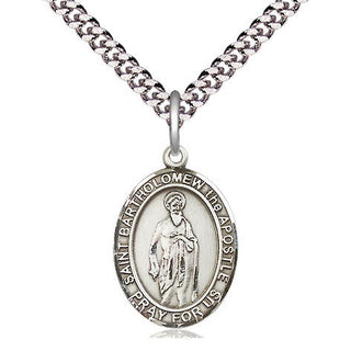 Pewter Saint Bartholomew the Apostle Medal Religious Jewelry Engraved Catholic Saint Jewelry
