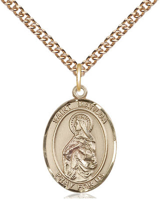 14kt Gold Filled Saint Matilda Medal Religious Jewelry Engraved Catholic Saint Jewelry
