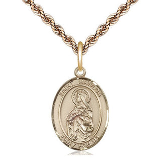 14kt Gold Filled Saint Matilda Medal Religious Jewelry Engraved Catholic Saint Jewelry