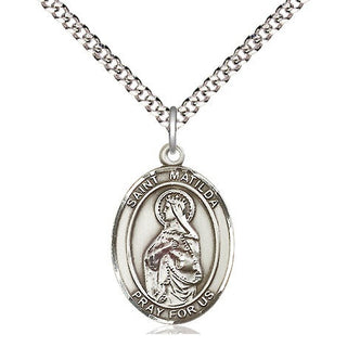 Pewter Saint Matilda Medal Religious Jewelry Engraved Catholic Saint Jewelry