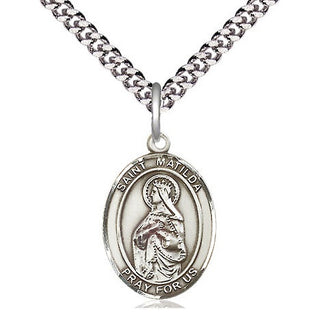 Pewter Saint Matilda Medal Religious Jewelry Engraved Catholic Saint Jewelry