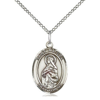 Sterling Silver Saint Matilda Medal Religious Jewelry Engraved Catholic Saint Jewelry