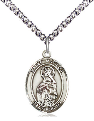 Sterling Silver Saint Matilda Medal Religious Jewelry Engraved Catholic Saint Jewelry