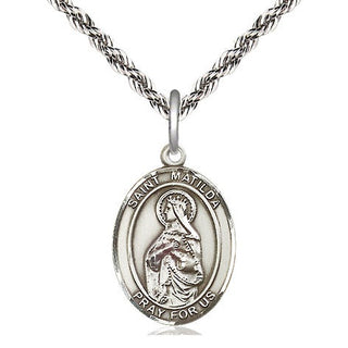 Sterling Silver Saint Matilda Medal Religious Jewelry Engraved Catholic Saint Jewelry