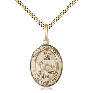 14kt Gold Filled Saint Placidus Medal Religious Jewelry Engraved Catholic Saint Jewelry