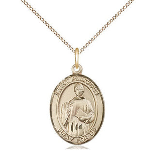 14kt Gold Filled Saint Placidus Medal Religious Jewelry Engraved Catholic Saint Jewelry