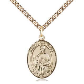 14kt Gold Filled Saint Placidus Medal Religious Jewelry Engraved Catholic Saint Jewelry