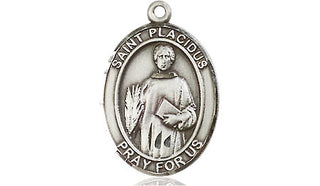 Pewter Saint Placidus Medal Engraved Catholic Saint Jewelry